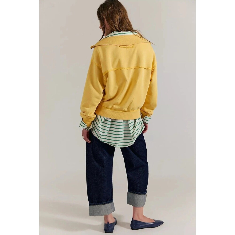 Free People We The Free Parker Half-Zip Pullover Sweatshirt Top Cozy L 284475 - Picture 3 of 10